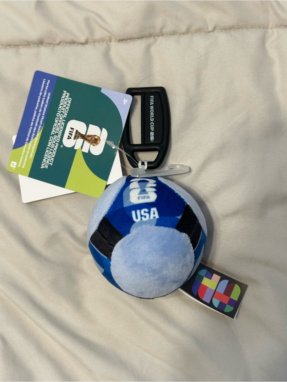 USA FIFA Blue Plush Soccer Ball Keychain